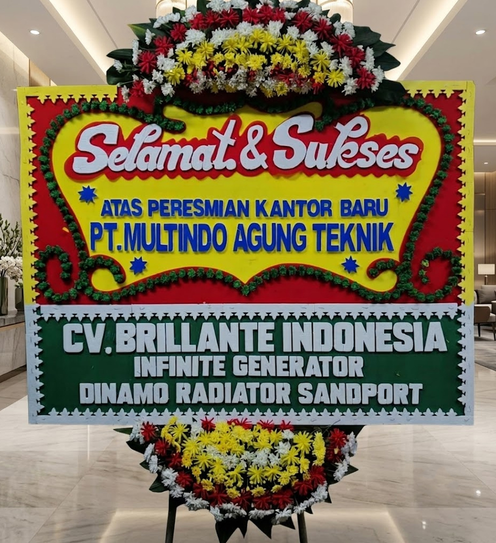 Ucapan Selamat dan Sukses - Bunga 2 Titik, Ukuran Papan Bunga 200 cm X 125 cm