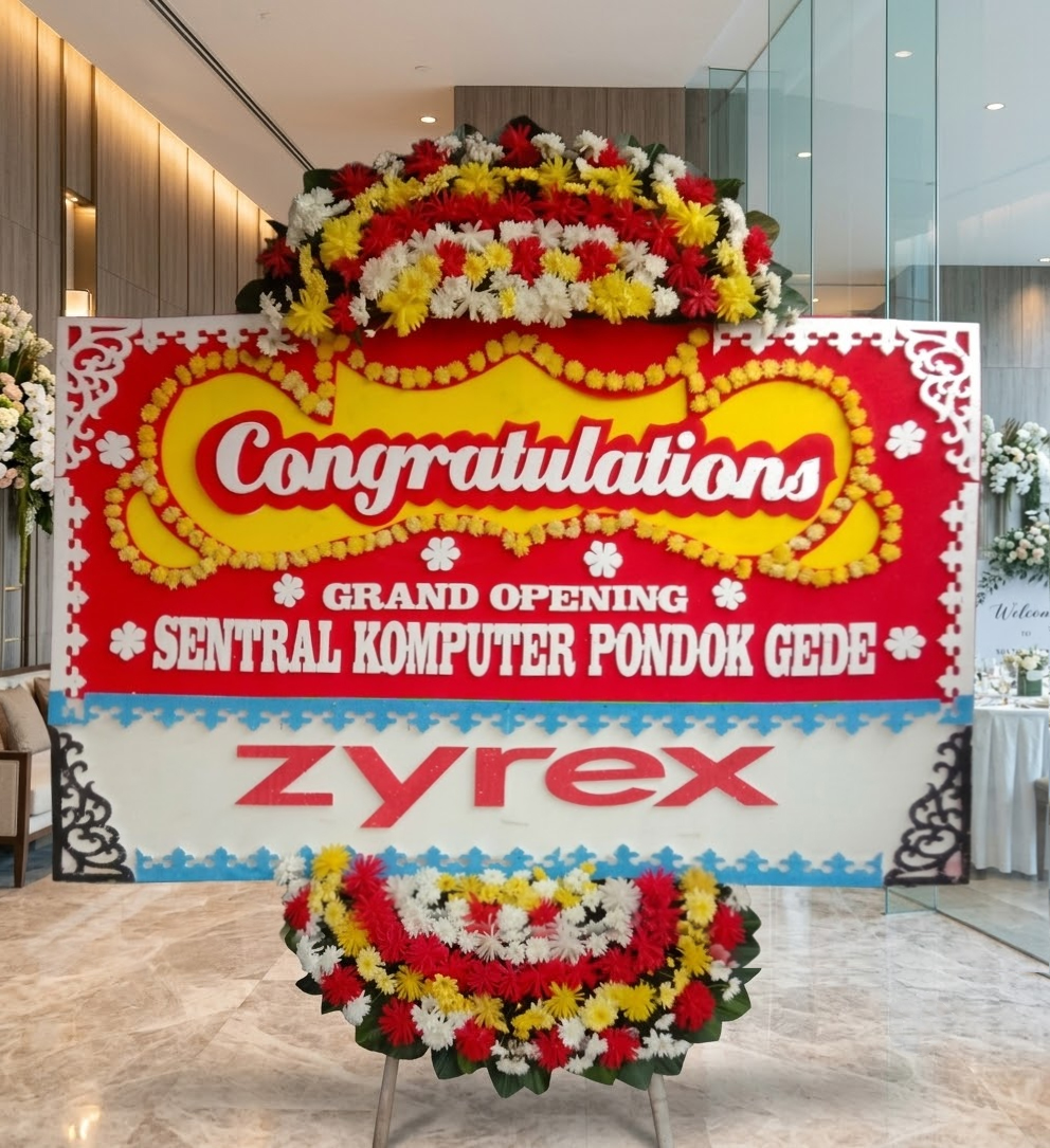 Ucapan Congratulations - Bunga 2 Titik, Ukuran Papan Bunga 200 cm X 150 cm