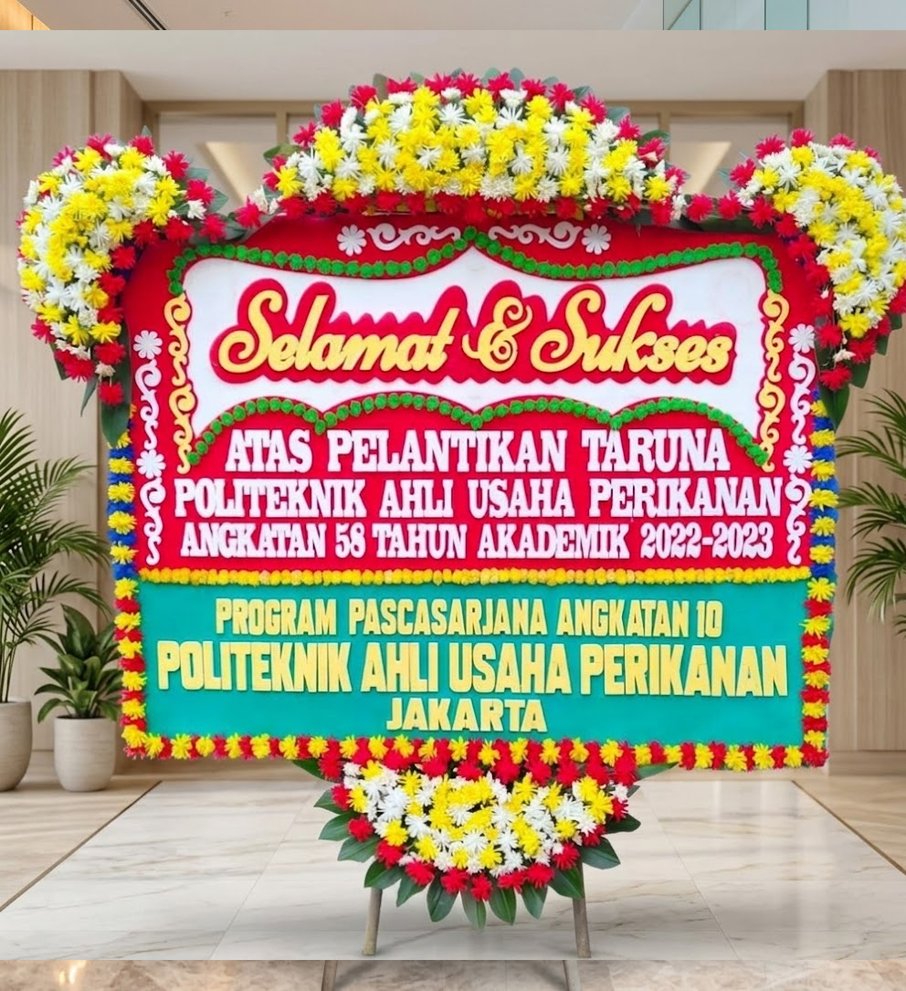 Ucapan Selamat dan Sukses - Bunga 4 Titik, 3 Jembul, Ukuran Papan Bunga 200 cm X 150 cm